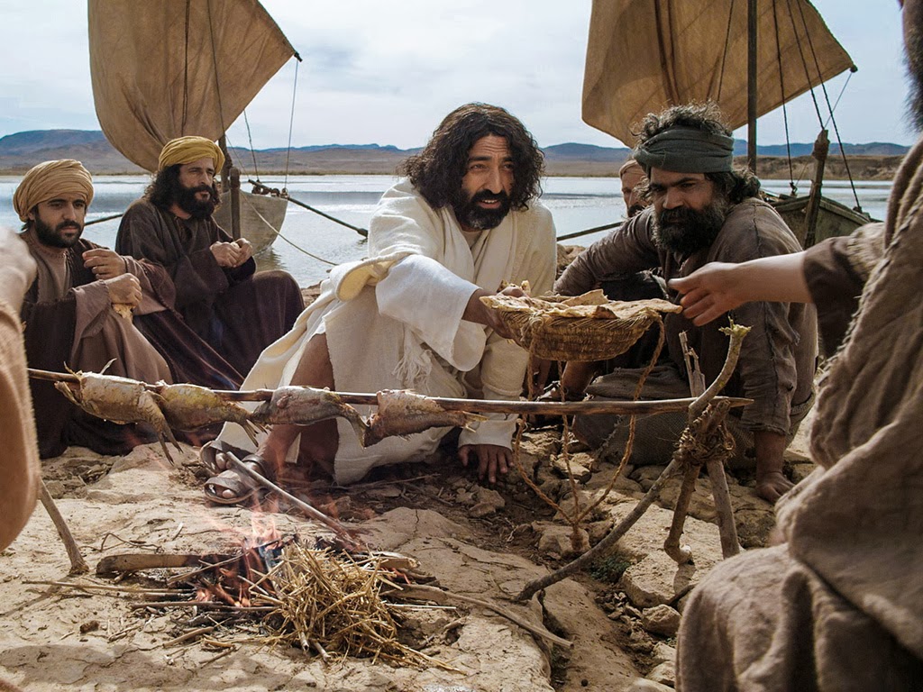 Jesus makes breakfast in Galilee photo from Bible fun for kids